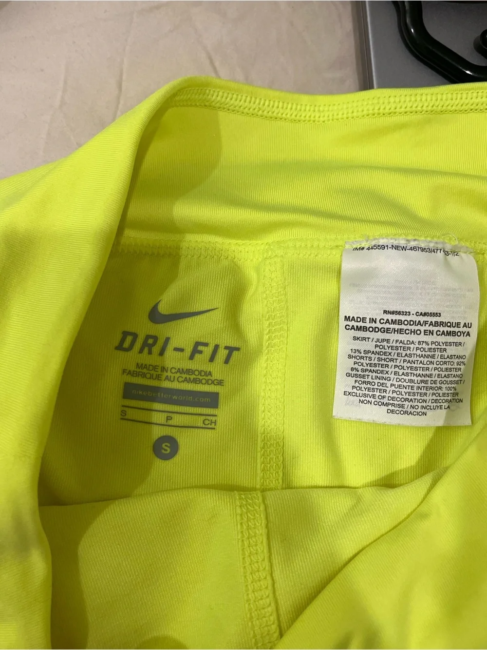 Neon Yellow nike athletic skirt